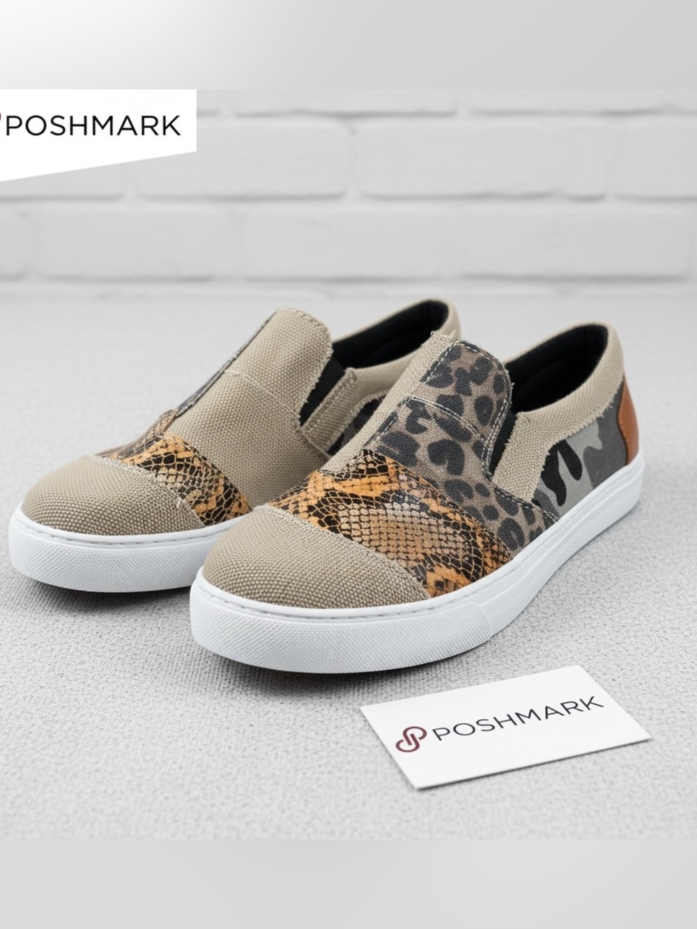 Women’s Camo Leopard Snake Print Slip On Sneakers Size 10